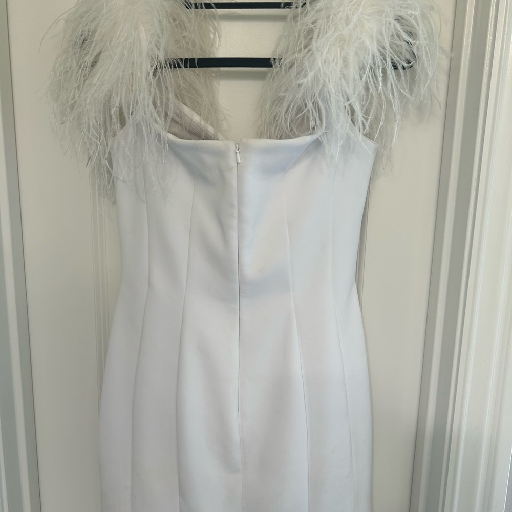 Ashley Lauren Cocktail Dress with Feather Shoulders. Size 10. - Picture 6 of 6